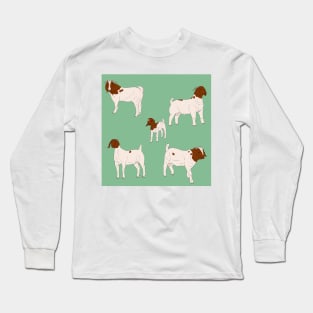 Boer Goats Pattern Sage Long Sleeve T-Shirt